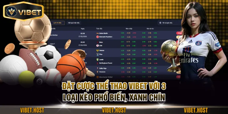Đặt cược thể thao VIBET với 3 loại kèo phổ biến, xanh chín